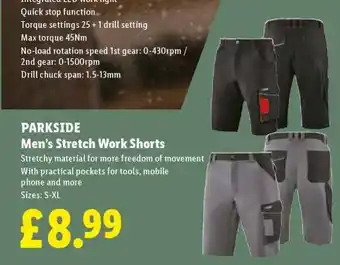 PARKSIDE Men’s Stretch Work Shorts