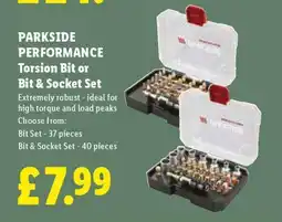 Lidl PARKSIDE PERFORMANCE Torsion Bit or Bit & Socket Set offer