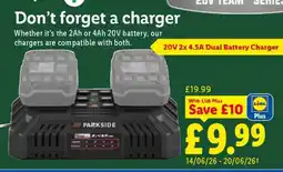 Lidl PARKSIDE 20V 2x 4.5A Dual Battery Charger offer