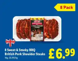 Lidl 8 Sweet & Smoky BBQ British Pork Shoulder Steaks offer