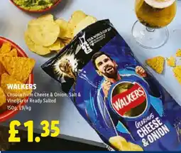 Lidl WALKERS Choose from Cheese & Onion, Salt & Vinegar or Ready Salted offer