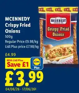 Lidl MCENNEDY Crispy Fried Onions offer