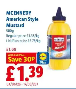 Lidl MCENNEDY American Style Mustard offer