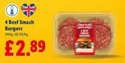 Lidl 4 Beef Smash Burgers offer