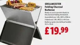 Lidl GRILLMEISTER Folding Charcoal Barbecue offer