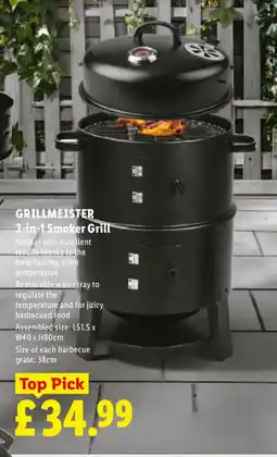 Lidl GRILLMEISTER 3-in-1 Smoker Grill offer