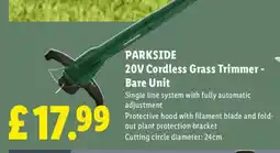 Lidl PARKSIDE 20V Cordless Grass Trimmer - Bare Unit offer