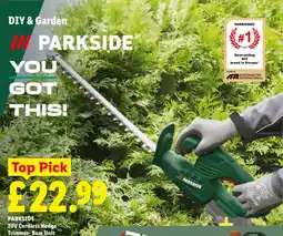 Lidl PARKSIDE 20V Cordless Hedge Trimmer- Bare Unit offer