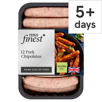 Tesco Tesco Finest 12 Pork British Chipolata 375G offer