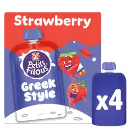Iceland Petits Filous Kids Greek Style Strawberry Yoghurt Pouch 4x85g offer