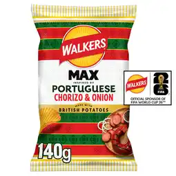 Iceland Walkers MAX Portuguese Chorizo & Onion Sharing Crisps 140g offer