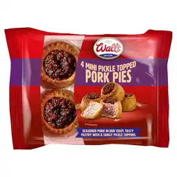 Iceland Wall's 4 Mini Pickle Topped Pork Pies 200g offer