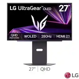 Costco LG UltraGear 27 Inch QHD 280Hz OLED Gaming Monitor, 27GX700A-B offer