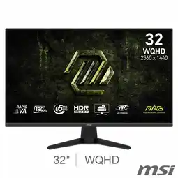 Costco MSI 325QF MAG E18V 32 inch WQHD 180Hz VA Gaming Monitor, 9S6-3DE11M-003 offer