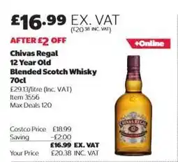Costco Chivas Regal 12 Year Old Blended Scotch Whisky 70cl offer