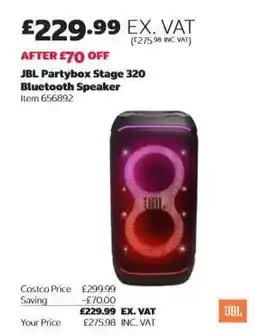 Costco JBL Partybox Stage 320 Bluetooth Speaker offer