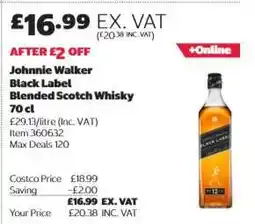 Costco Johnnie Walker Black Label Blended Scotch Whisky 70 cl offer