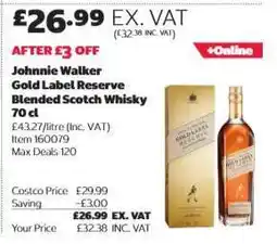 Costco Johnnie Walker Gold Label Reserve Blended Scotch Whisky 70 cl offer