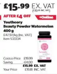 Costco Youtheory Beauty Powder Watermelon 400 g offer
