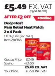 Costco Deep Heat Pain Relief Heat Patch 2 x 4 Pack offer