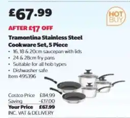 Costco Tramontina Stainless Steel Cookware Set 5 Piece offer