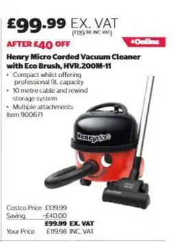 Costco Henry Micro Corded Vacuum Cleaner with Eco Brush, HVR.200M-11 offer