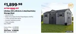 Costco Lifetime 15ft x 8ft (4.6 x 2.4m) Dual Entry Storage Shed offer