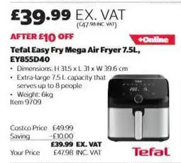 Costco Tefal Easy Fry Mega Air Fryer 7.5L, EY855D40 offer