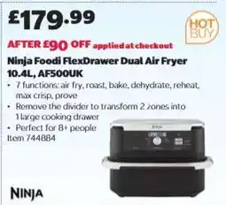 Costco Ninja Foodi FlexDrawer Dual Air Fryer 10.4L, AF500UK offer