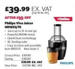 Costco Philips Viva Juicer HR1855/70 offer