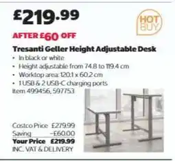 Costco Tresanti Geller Height Adjustable Desk offer