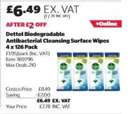 Costco Dettol Biodegradable Antibacterial Cleansing Surface Wipes 4 x 126 Pack offer
