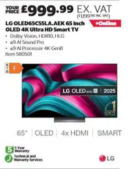 Costco LG OLED65C55LA.AEK 65 Inch OLED 4K Ultra HD Smart TV offer
