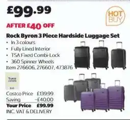 Costco Rock Byron 3 Piece Hardside Luggage Set offer