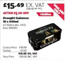 Costco Draught Guinness 18 x 440ml offer