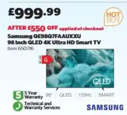 Costco Samsung QE98Q7FAAUXXU 98 Inch QLED 4K Ultra HD Smart TV offer