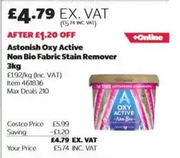 Costco Astonish Oxy Active Non Bio Fabric Stain Remover 3kg offer