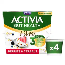 Iceland Activia Fibre Berries & Cereals Gut Health Breakfast Yoghurt Multipack 4x115g offer