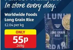 Aldi Worldwide Foods Long Grain Rice offer