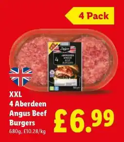 Lidl XXL 4 Aberdeen Angus Beef Burgers offer