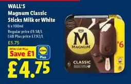 Lidl WALL'S Magnum Classic Sticks Milk or White offer