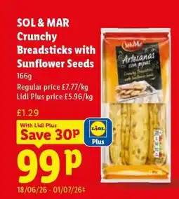 Lidl Sol&Mar Crunchy Breadsticks with Sunflower Seeds offer