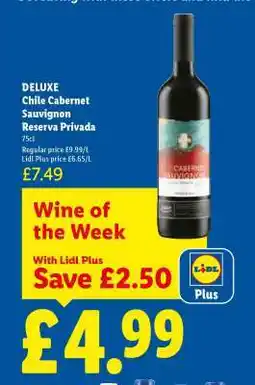 Lidl DELUXE Chile Cabernet Sauvignon Reserva Privada offer