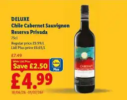 Lidl DELUXE Chile Cabernet Sauvignon Reserva Privada offer