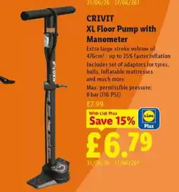 Lidl CRIVIT XL Floor Pump with Manometer offer