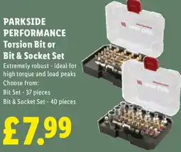 Lidl PARKSIDE PERFORMANCE Torsion Bit or Bit & Socket Set offer