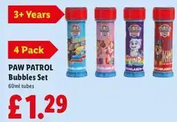 Lidl PAW PATROL Bubbles Set tubes offer