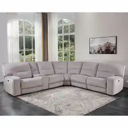 Costco Excalibur Grey Fabric 6 Piece Power Reclining Sectional Sofa offer