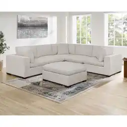 Costco Thomasville Lowell Light Grey Fabric 6 Piece Modular Sofa offer