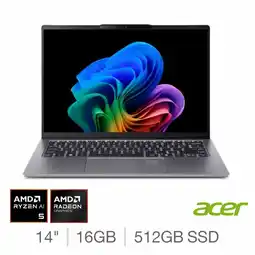 Costco Acer Swift Go Copilot+PC, AMD Ryzen AI 5, 16GB RAM, 512GB SSD, 14 Inch OLED Laptop, NX.JDAEK.002 offer